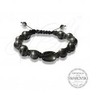 Bracelet Pearls n Black Stone - Wrapped